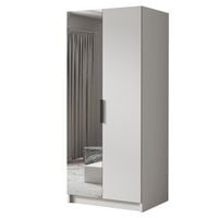 Szafa BODRUM II 100 cm z lustrem-pojemna garderoba-BIAŁY+CZARNY