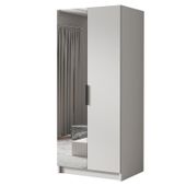 Szafa BODRUM II 100 cm z lustrem-pojemna garderoba-BIAŁY+CZARNY