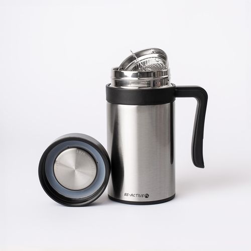 Kubek Termiczny Termos Srebrny Podwójne Ścianki Duży 450Ml Na Kawę Herbatę na Arena.pl