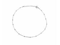 Elegancka rodowana srebrna bransoletka na nogę choker gładkie kulki kuleczki srebro 925 FZ025P2_BN