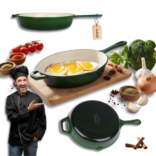 emaliowana patelnia żeliwna 26cm hage zielona na Arena.pl