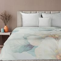 Koc ALINE 150x200 Eurofirany miętowy kremowy w duże kwiaty