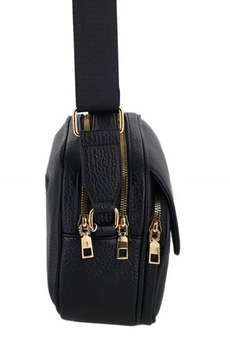 Torebka mała przewieszka miejska klasyczna długi pasek klapeczka CZARNA na Arena.pl