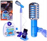 Mikrofon Karaoke Dla Dzieci Na Statywie + Syntezator Mp3 LED Na Prezent