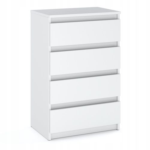 Komoda Biała Z 4 Szufladami 60 CM Szafka Rtv Loft Mała Nowoczesna Do na Arena.pl