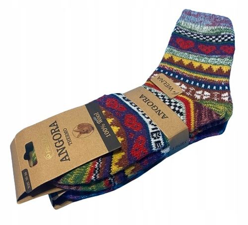 4x ZIMOWE CIEPŁE SKARPETY WEŁNIANE ANGORA PREZENT świąteczne POD CHOINKE na Arena.pl