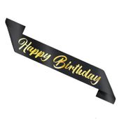 Szarfa urodzinowa Happy Birthday czarno-złota