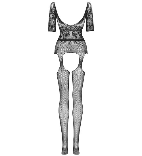 Czarne bodystocking z głębokim dekoltem zdjęcie 2
