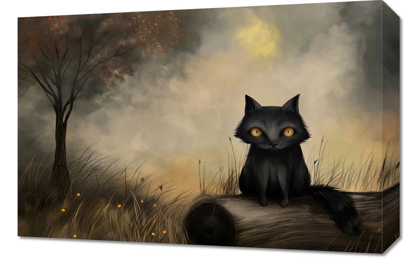 Obraz 60x40cm Czarny Kot zdjęcie 1