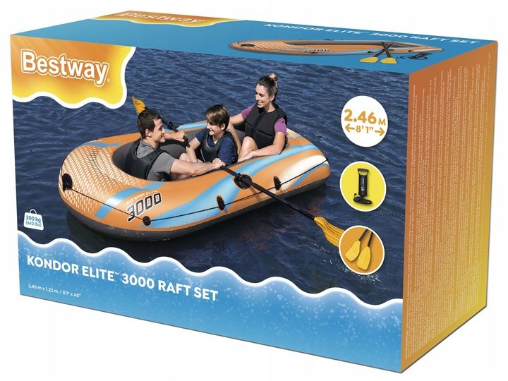 wytrzymały PONTON DMUCHANY KONDOR dla dzieci 246 cm + wiosła + pompka zdjęcie 5