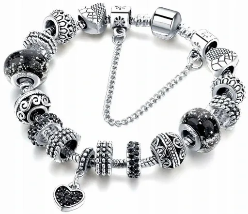 Bransoletka modułowa charms srebrna serduszko zdjęcie 4