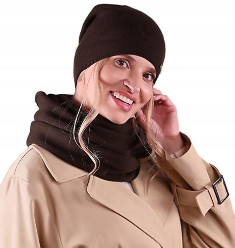 CZAPKA damska przejściowa jesienna gładka Polska modny BRAZ czekolada na Arena.pl