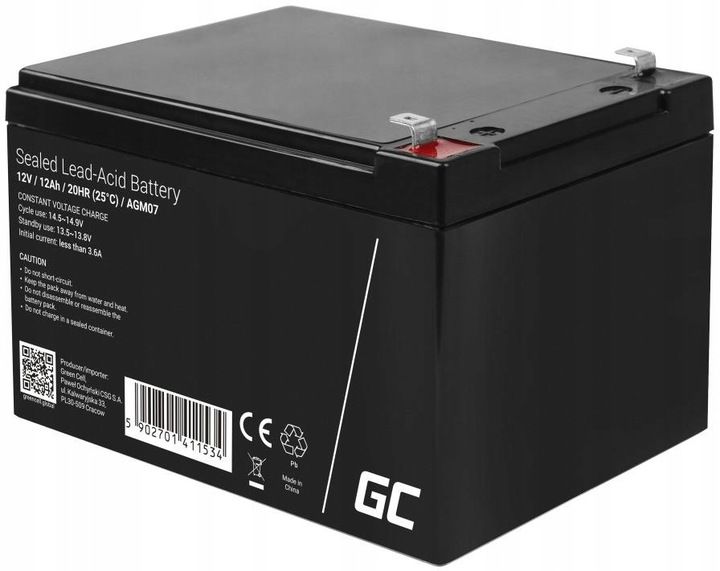 AKUMULATOR AGM VRLA GREENCELL do UPS 12V 12Ah zdjęcie 3