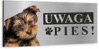 Tabliczka UWAGA ZŁY PIES - YORKSHIRE TERRIER alu