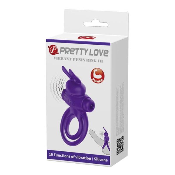 PRETTY LOVE - VIBRANT PENIS RING III 10 Functions Purple zdjęcie 8