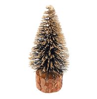 CHOINKA SZTUCZNA NA PNIU z brokatem dekoracja 15cm CZARNA ZŁOTA