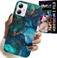 ETUI DO MOTOROLA MOTO G14 - NIEBIESKO ZIELONY MARMUREK PLECKI WZORY