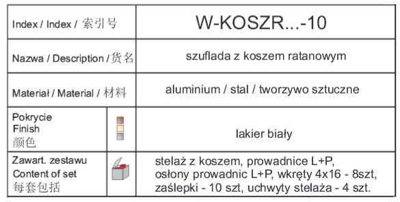 Szuflada wysuwna do bielizny do szafy z koszem rattanowym zdjęcie 4