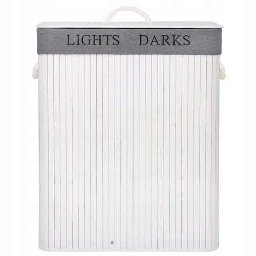 KOSZ BAMBUSOWY NA PRANIE BIELIZNĘ DWUKOMOROWY Z POKRYWĄ POJEMNIK DUŻY 100L na Arena.pl