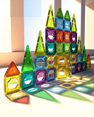 KLOCKI MAGNETYCZNE KONSTRUKCYJNE EDUKACYJNE DUŻE PANELE 3D DLA DZIECI 56 EL na Arena.pl