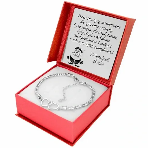 Srebrna bransoletka gwiazd 925 Rodowana DWA SERCA zdjęcie 8