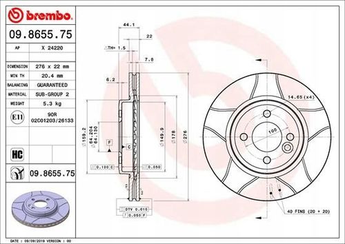 TARCZA HAM PRZOD 276X22 V MAX BREMBO na Arena.pl