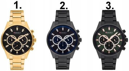 ZEGAREK MĘSKI PERFECT TONY +BOX +GRAWER złoty datownik cyfry czytelny na Arena.pl