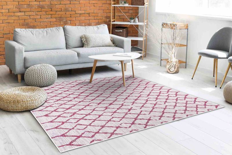 RUG/LU/VINEA/GRID/CREAM+PINK/80x150 zdjęcie 2