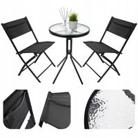 ZESTAW MEBLI BALKONOWYCH OGRODOWYCH NA TARAS STOLIK + 2 KRZESŁA SKŁADANE