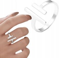 Pierścionek regulowany srebrny stal chirurgiczna 18K posrebrzany prosty