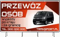 BANER REKLAMOWY 300x150cm projekt w cenie różne wzory PRZEWÓZ OSÓB