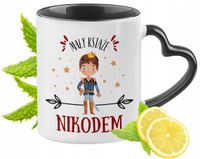Kubek Czarny Z Uszkiem W Kształcie Serca Dla Nikodema Idealny Na Prezent