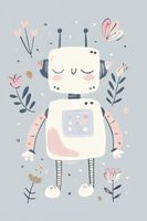 Plakat 20x30cm Wzory dla Dzieci, Dziewczynki Do Pokoju - Roboś