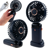 WENTYLATOR WIATRAK MINI WIATRACZEK RĘCZNY PODRÓŻNY PLAŻOWY USB WYŚWIETLACZ