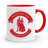 Kubek Czerwony Na Walentynki Kocham Cię Z Serca Z Nadrukiem Ze Zdjęciem