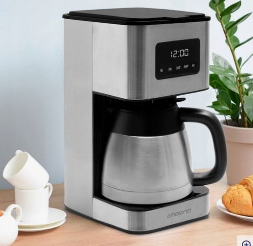 Ekspres Przelewowy AMBIANO 900W 1.0L Programator Stali Nierdzewna DOTYKOWY na Arena.pl