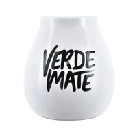 Tykwa ceramiczna biała z logo Verde Mate - 350 ml