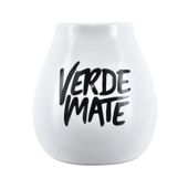 Tykwa ceramiczna biała z logo Verde Mate - 350 ml