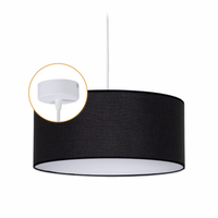 Lampa wisząca sufitowa ABAŻUR 35 cm Oprawa 1 x E27 CZARNY biały OPLOT KLOSZ