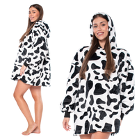 Bluza Koc Oversize Sherpa 2w1 Kaptur Gruba Krowie Łaty Ciepła XXL