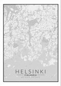 Helsinki mapa czarno biała - plakat 40x60 cm