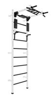 Drabinka gimnastyczna Profi biała + drążek i poręcze do dipów 2w1 | 250 kg