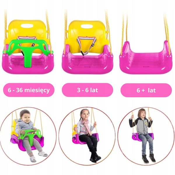 Huśtawka Ogrodowa Modułowa domowa dla Dzieci 3w1 Mocna na Linach Bezpieczna zdjęcie 9