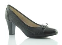 Czółenka na słupku 6 cm. ażurowe czarne Rozmiar obuwia - 36