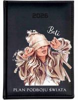 PLAN PODBOJU ŚWIATA Stylowy kalendarz książkowy A5 2026 rok z nadrukiem UV