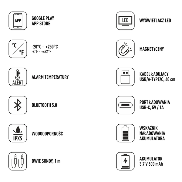 Termometr kuchenny z Bluetooth, 2 sondy zdjęcie 7