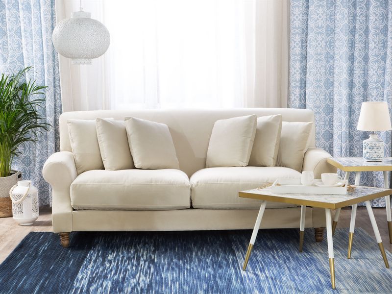 Sofa 3-osobowa welurowa jasnobeżowa EIKE zdjęcie 3