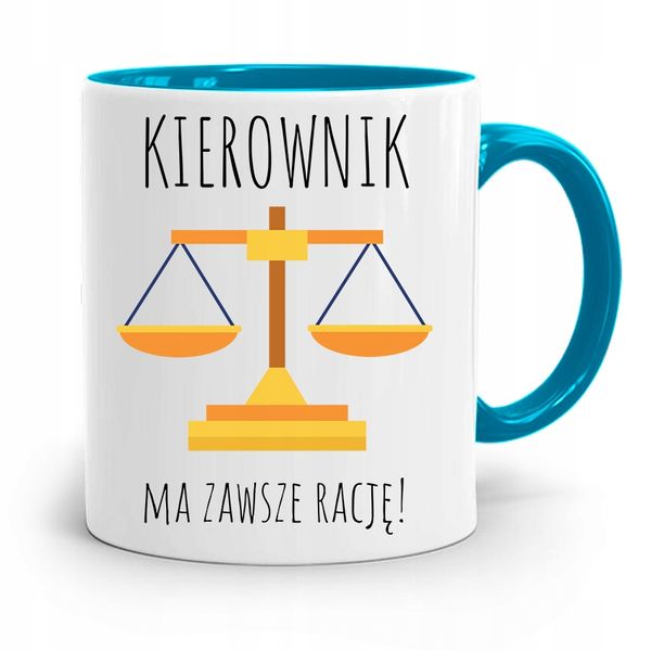 Kubek Błękitny Dla Kierownika Ma Zawsze Rację Z Nadrukiem Ze Zdjęciem zdjęcie 1