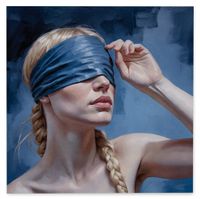 Obraz na płótnie abstrakcja kobieta warkocz 70x70 cm