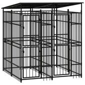 Kojec zewnętrzny dla psów, z zadaszeniem, stalowy, 3,69 m²